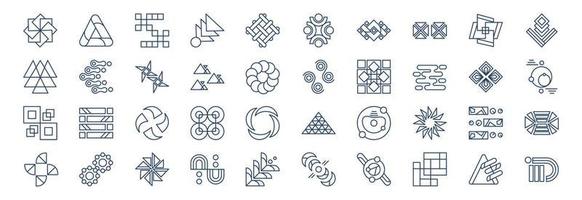 Collection of icons related to Abstract Shapes, including icons like Pattern, geometric, shapes,  and more. vector illustrations, Pixel Perfect set