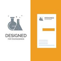 Flask Lab Tube Test Grey Logo Design and Business Card Template vector