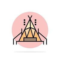 campamento tienda camping círculo abstracto fondo color plano icono vector