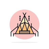 Camp Tent Camping Abstract Circle Background Flat color Icon vector