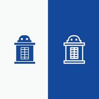 Ticket House Train Line and Glyph Solid icon Blue banner Line and Glyph Solid icon Blue banner vector