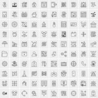 conjunto de 100 iconos de línea de negocios creativos vector