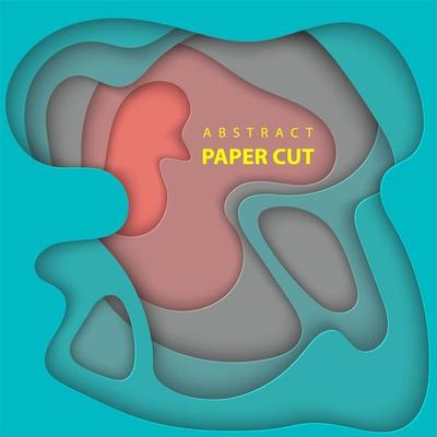 Vector background with coral and turquoise gradient color paper cut shapes. 3D abstract paper style, design layout for business presentations, flyers, posters, decoration, cards, brochur cover