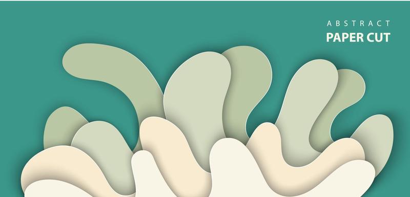 Vector background with splash water paper cut shapes in green color. 3D abstract paper art style, design layout for advertising, flyers, posters, prints, decoration, cards, brochure cover