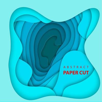 Vector background with deep blue color paper cut shapes. 3D abstract paper art style, design layout for business presentations, flyers, posters, prints, decoration, cards, brochure cover.