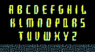 Futuristic Digital Cyberpunk alphabet set, letters collection in 8-bit style, abc vector graphic