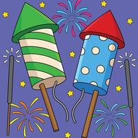 New Years Eve Fireworks Colored Cartoon vector