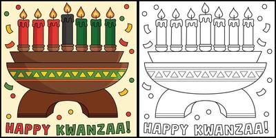 Happy Kwanzaa Kinara Coloring Page Illustration vector