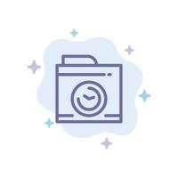 Camera Image Big Think Blue Icon on Abstract Cloud Background vector