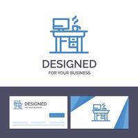 Creative Business Card and Logo template Job Laptop Office Working Vector Illustration