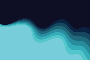 Abstract blue layered wave shapes composition on black background. Simple wavy shapes backdrop illustration with curved halftone objects vector