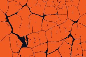 Abstract rough cracs on orange background. Grunge cracked ground design illustration vector