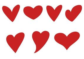 corazón y amor. conjunto de corazones para el día de san valentín. vacaciones de todos los amantes. día de san valentín 2021. 14 de febrero. iconos rojos. diseño plano. ilustración vectorial dibujada a mano. vector