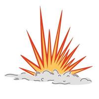 Explosion. Cartoon dynamite or bomb explosion, fire. Boom clouds and smoke element. Dangerous explosive detonation, Atomic bomb explosion. Vector hand draw illustration.