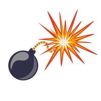 Explosion. Cartoon dynamite or bomb explosion, fire. Boom clouds and smoke element. Dangerous explosive detonation, Atomic bomb explosion. Vector hand draw illustration.