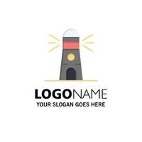 Lighthouse Building Navigation House Business Logo Template Flat Color vector