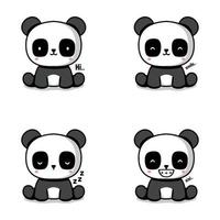 vector illustration of cute panda emoji