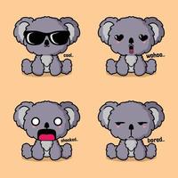 vector illustration of cute koala emoji