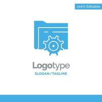 Folder Setting Gear Computing Blue Business Logo Template vector