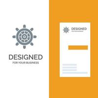 diseño de logotipo gris de rueda de barco y plantilla de tarjeta de visita vector
