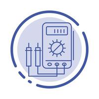 Voltmeter Ampere Watt Digital Tester Blue Dotted Line Line Icon vector