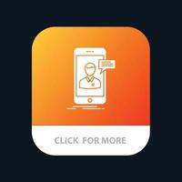 chat en vivo reunión de chat conversación en línea móvil botón de la aplicación móvil versión de glifo de android e ios vector