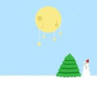 snow man with the moon vector