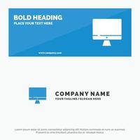 Computer Monitor Screen Hardware SOlid Icon Website Banner and Business Logo Template vector