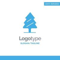 Nature Pine Spring Tree Blue Solid Logo Template Place for Tagline vector