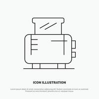 Electric Home Machine Toaster Vector Line Icon