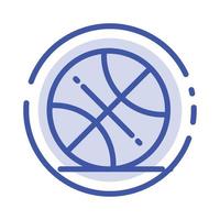 baloncesto pelota deportes usa azul línea punteada icono de línea vector