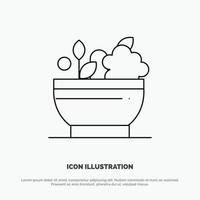 Herbal Medicine Natural Bowl Vector Line Icon