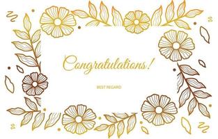 Congratulations Card Career Job Promotion Golden Flower Floral vector