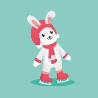 Winter Bunny Character Design Illustration vector