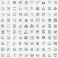 paquete de 100 iconos de líneas universales para móviles y web vector