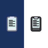 Clipboard Text Board Motivation  Icons Flat and Line Filled Icon Set Vector Blue Background