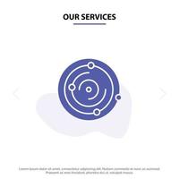 Our Services Space Universe Medical Health Solid Glyph Icon Web card Template vector