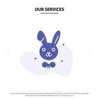 Our Services Bunny Easter Rabbit Solid Glyph Icon Web card Template vector