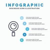 Find Magnifier Magnifying Search Line icon with 5 steps presentation infographics Background vector