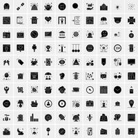 Set of 100 Business Solid Glyph icons vector