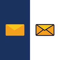 Mail Email User Interface  Icons Flat and Line Filled Icon Set Vector Blue Background
