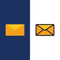 correo electrónico iconos de interfaz de usuario plano y lleno de línea conjunto de iconos vector fondo azul