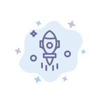 Astronomy Rocket Space Fly Blue Icon on Abstract Cloud Background vector