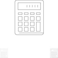 Calculator Accounting Business Calculate Financial Math Bold and thin black line icon set vector