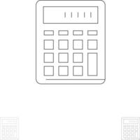 Calculator Accounting Business Calculate Financial Math Bold and thin black line icon set vector