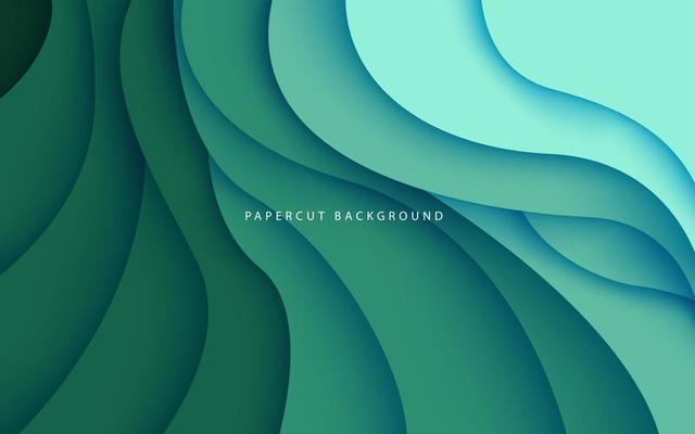 Multi layers green color texture 3D papercut layers in gradient vector banner. Abstract paper cut art background design for website template. Topography map concept or smooth origami paper cut
