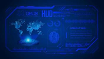 Modern HUD Technology World Map Screen Background vector