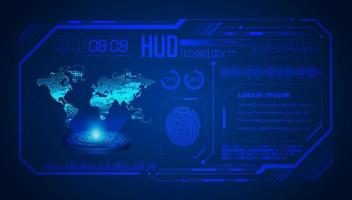 Modern HUD Technology World Map Screen Background vector