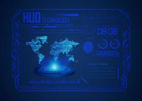 Modern HUD Technology World Map Screen Background vector