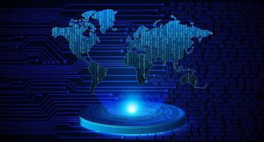 proyector holográfico de mapa del mundo moderno sobre fondo de tecnología vector